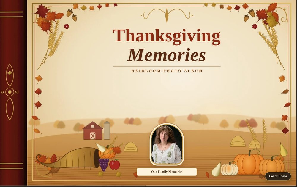 Cover of a digital flip-page family photo album